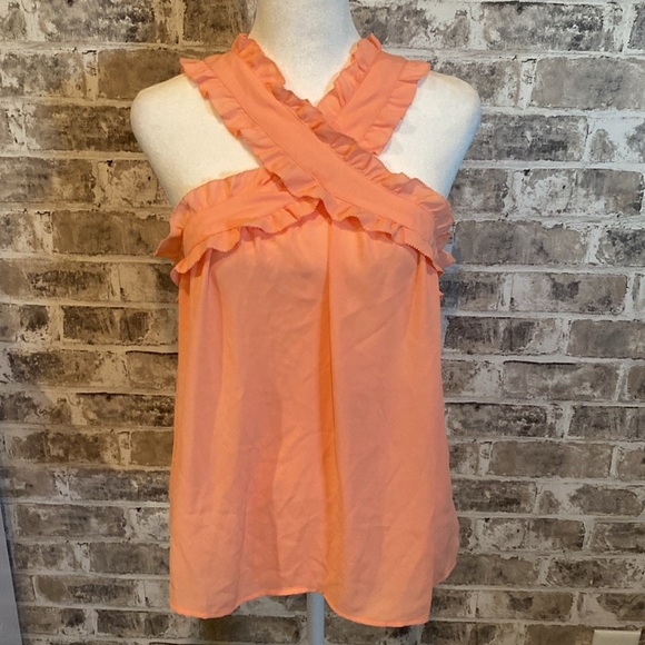 J. Crew Dress Tank. Size 4. Adorable ruffle straps. Cross-strap front. Coral. - Picture 3 of 13